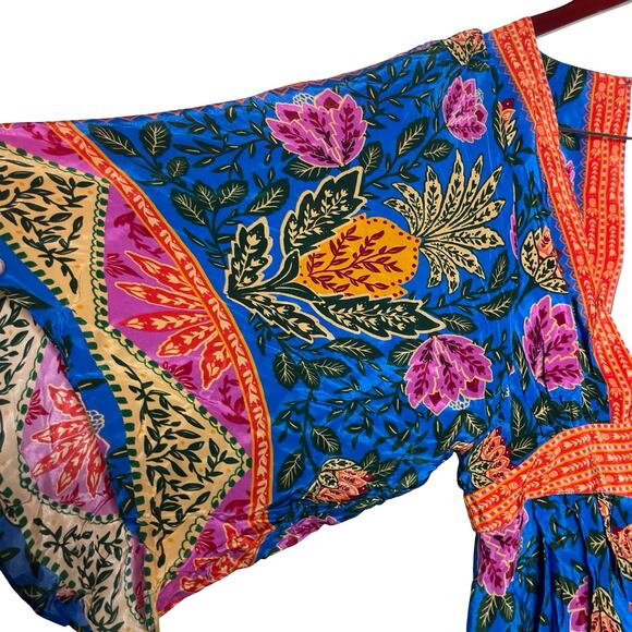 FARM RIO BLUE PINEAPPLE GARDEN CAFTAN MAXI DRESS SIZE XS - Picture 5 of 10